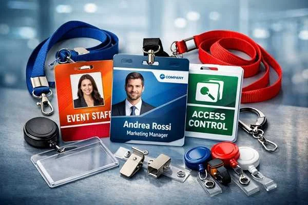 accessori per badge - cordini, clip, ganci, porta badge rigidi