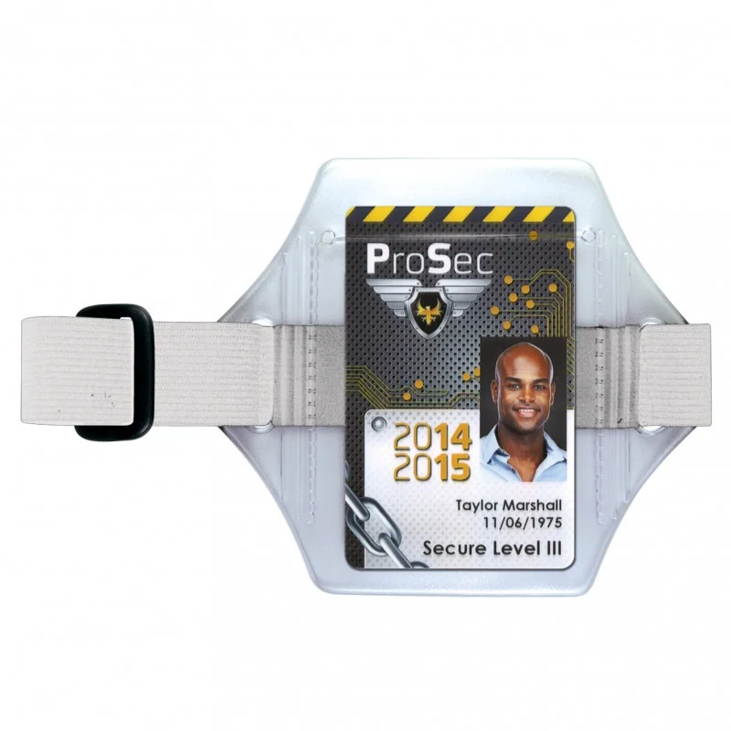 Porta badge da braccio con elastico regolabile bianco