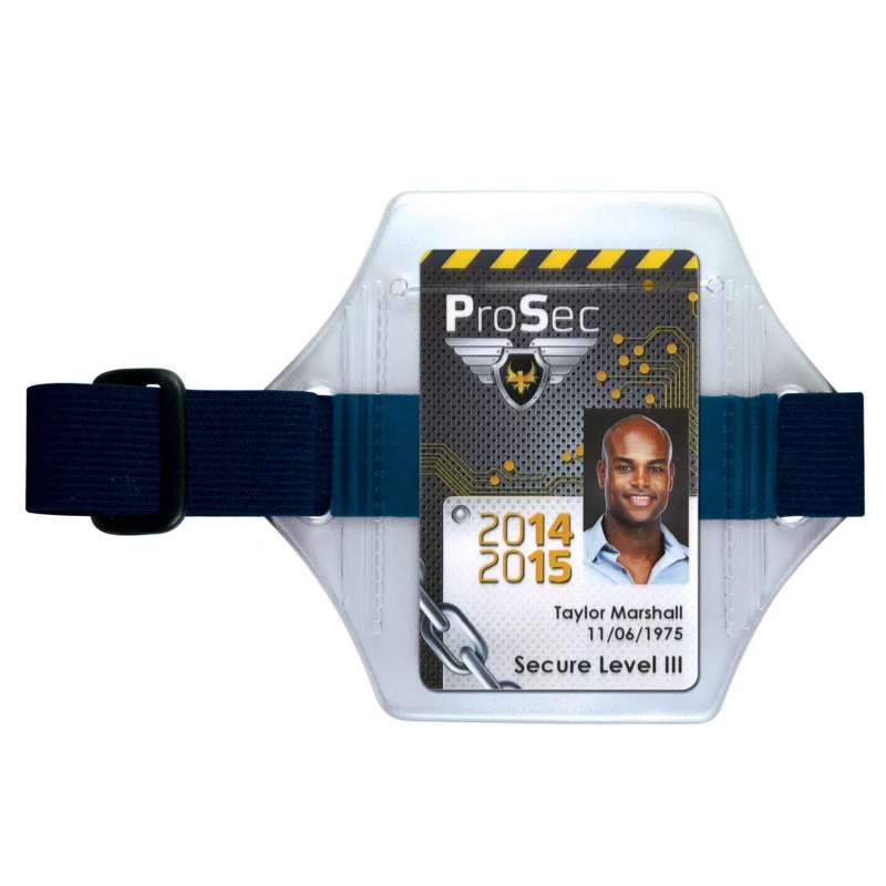 Porta badge da braccio con elastico regolabile blu
