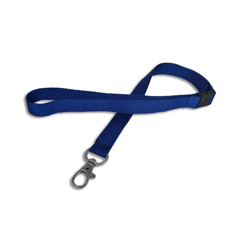 Cordino da 15 mm blu con dispositivo di sicurezza e gancio in metallo senza nichel