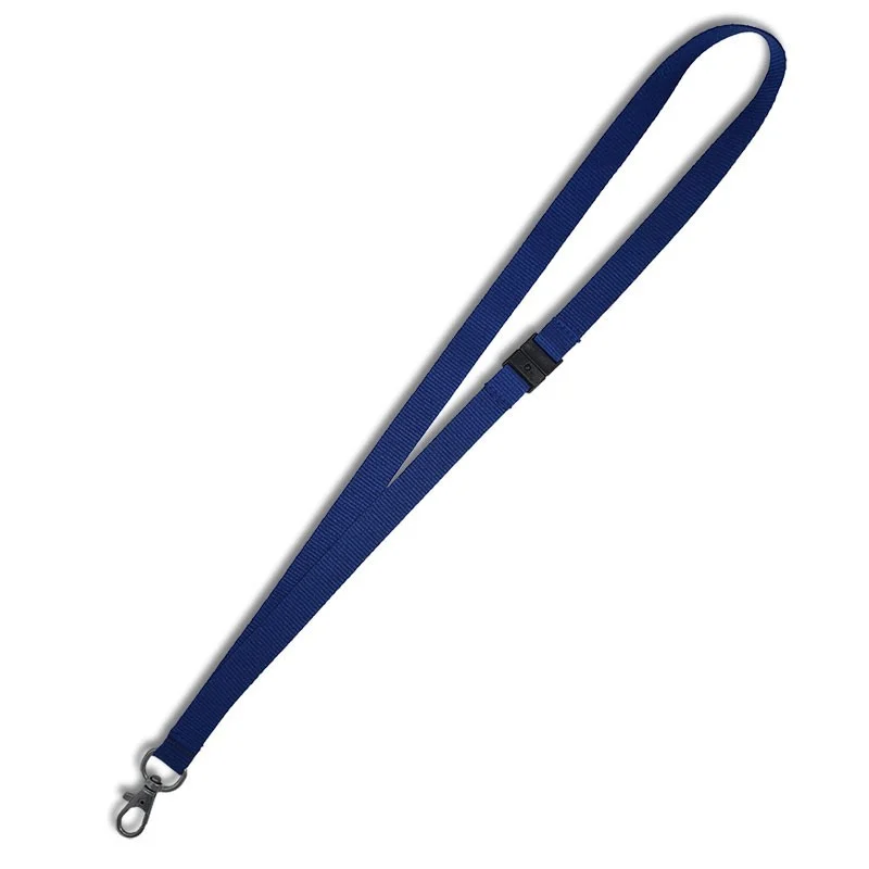 Cordino da 15 mm blu con dispositivo di sicurezza e gancio in metallo senza nichel