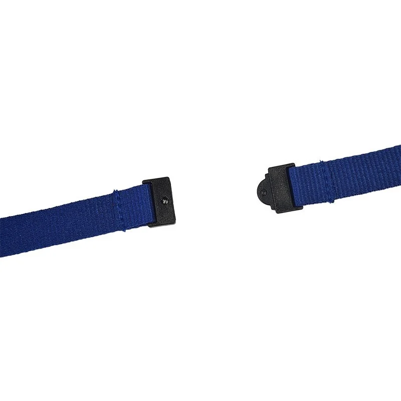 Cordino da 15 mm blu con dispositivo di sicurezza e gancio in metallo senza nichel