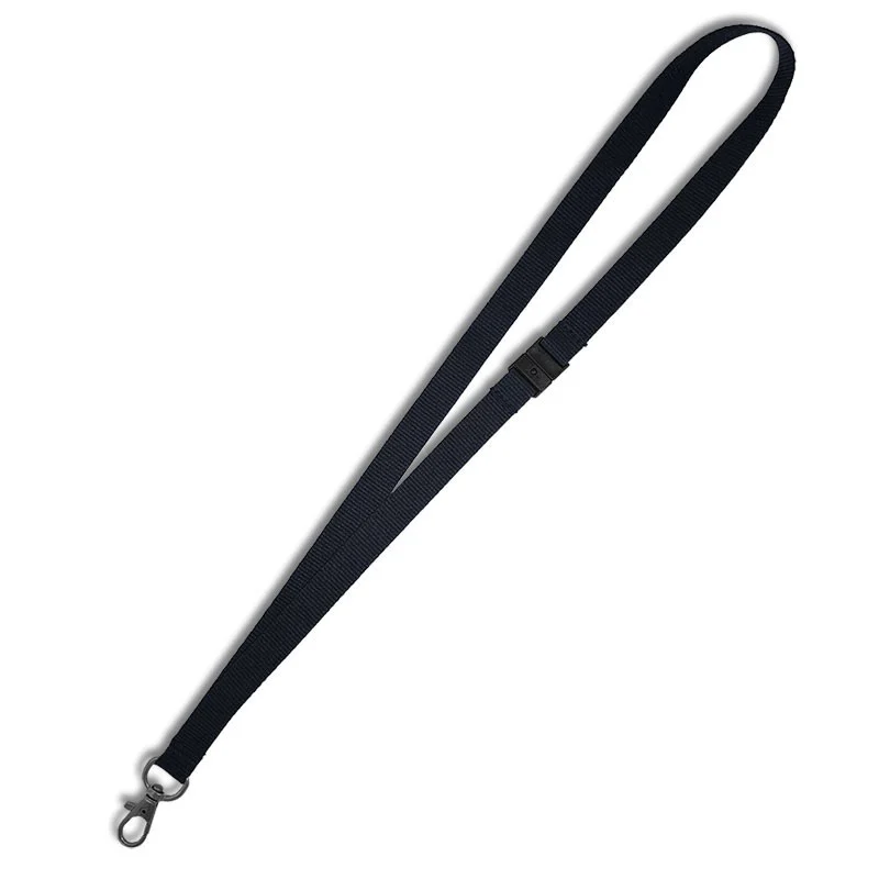 Cordino da 15 mm nero con dispositivo di sicurezza e gancio in metallo senza nichel