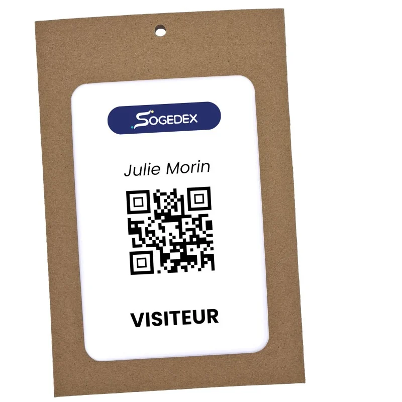 Porta badge formato A6 in cartone con doppia finestra