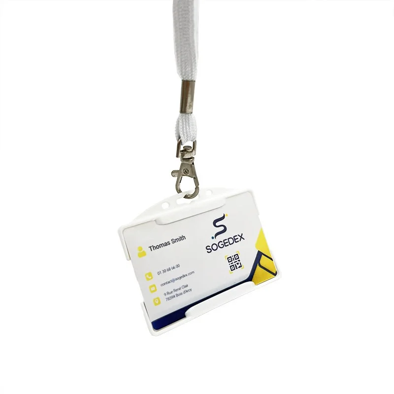 Porta badge aperto per una tessera bianco