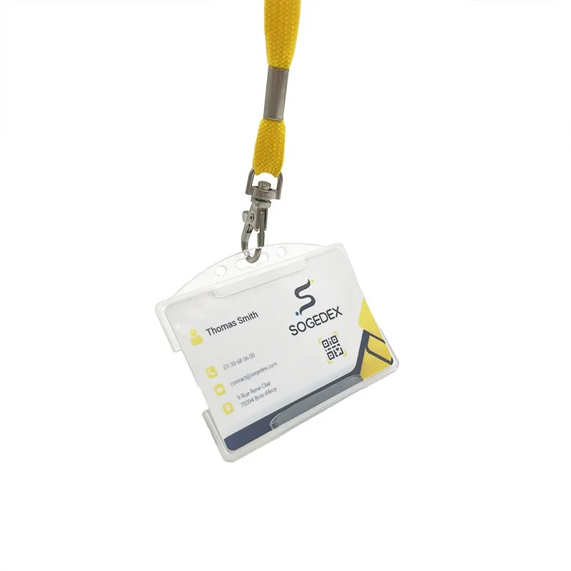 Porta badge aperto per una tessera trasparente