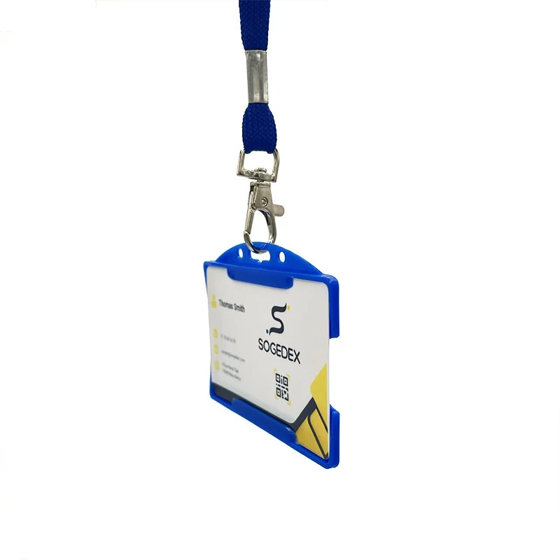 Porta badge aperto per una tessera blu