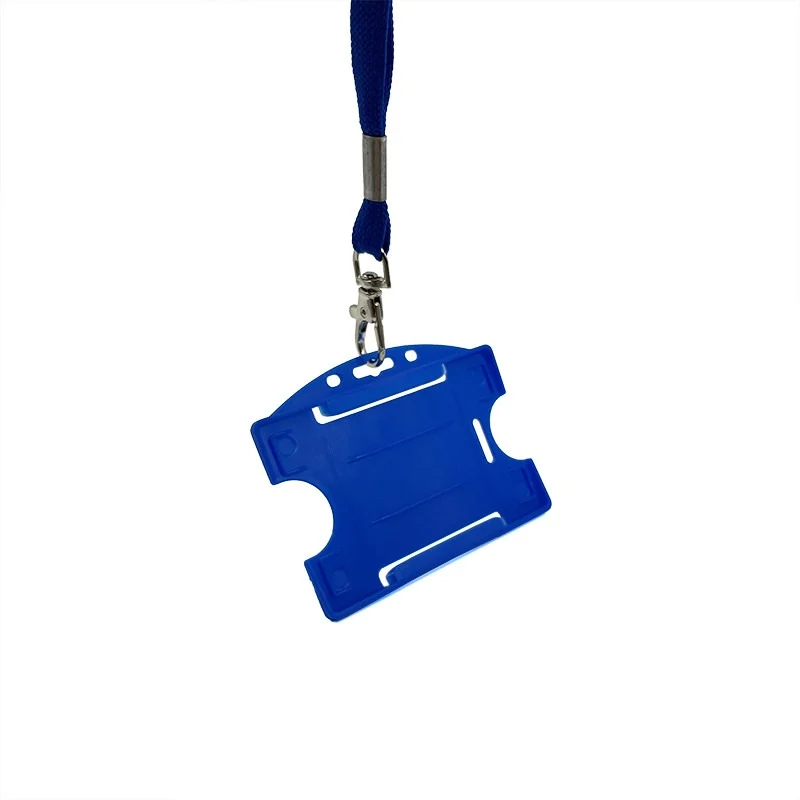 Porta badge aperto per una tessera blu