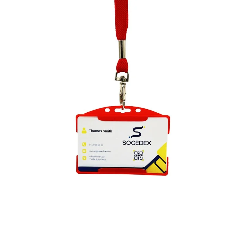 Porta badge aperto per una tessera rosso