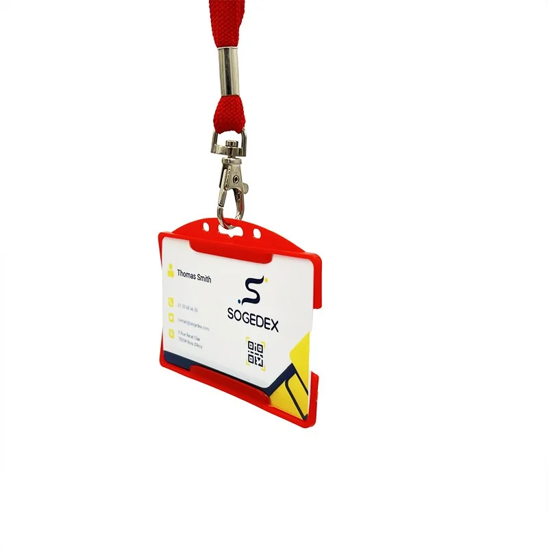 Porta badge aperto per una tessera rosso