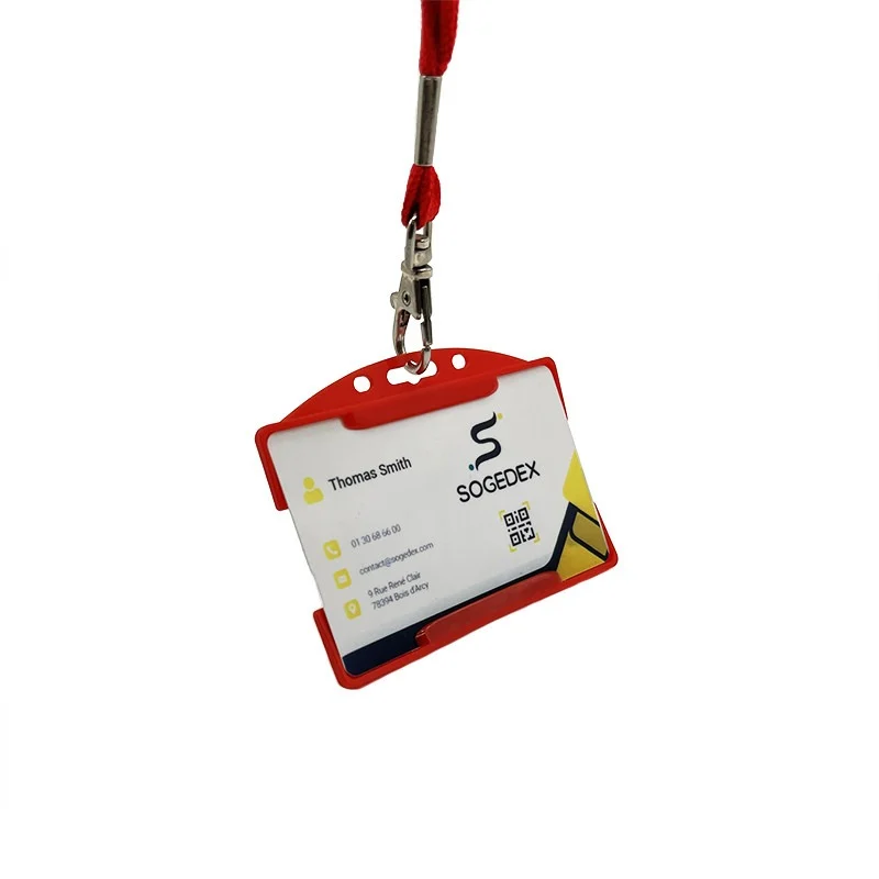 Porta badge aperto per una tessera rosso