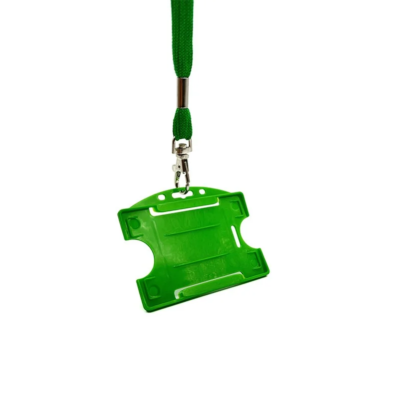 Porta badge aperto per una tessera verde