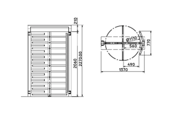 Tornelli a tutta altezza Kentaur FTS-L04 – Vulcano Sas Disegno dei tornelli a tutta altezza Kentaur FTS-L04 per il sistema di controllo accessi