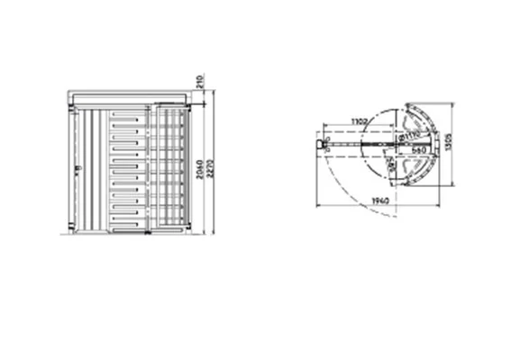 Tornelli a tutta altezza Kentaur FTS-M05 – Vulcano Sas Disegno dei tornelli Kentaur FTS-M05